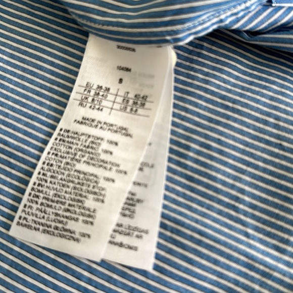 Armed Angels current season blue fine pinstriped cotton shirt. Size Small - Picture 7 of 10